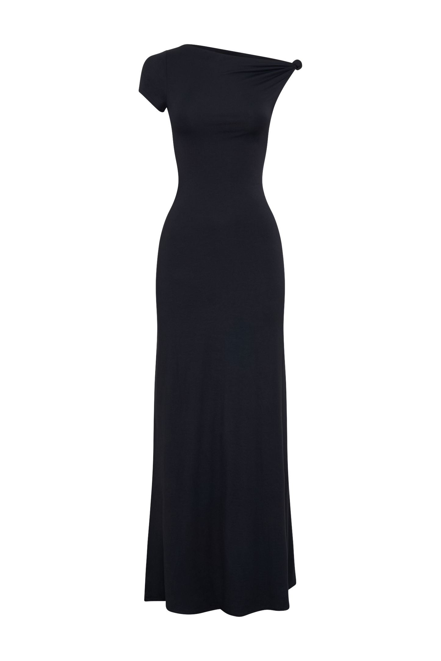 Tamsin Kısa Kollu Modal Maxi Elbise - Siyah