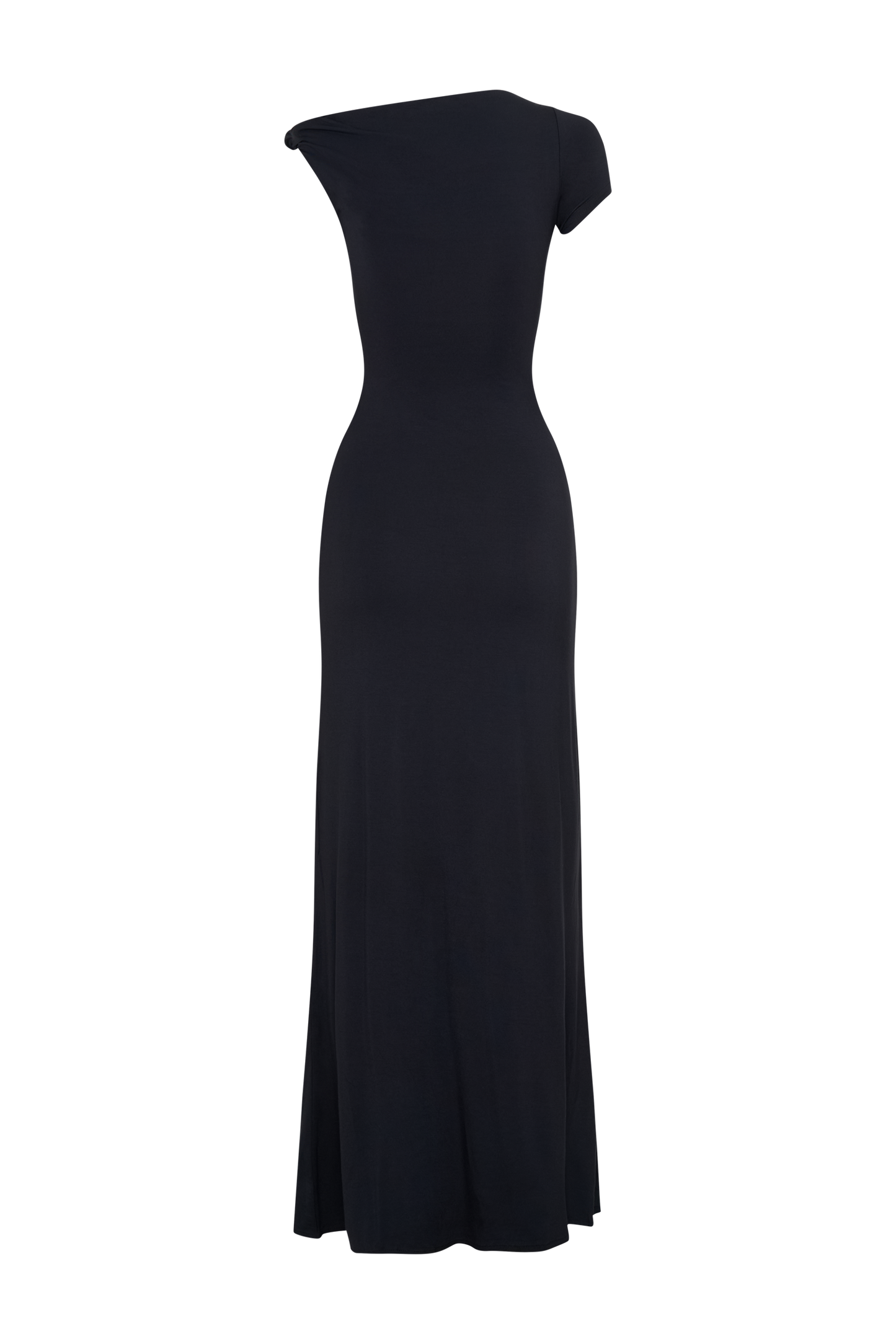 Tamsin Kısa Kollu Modal Maxi Elbise - Siyah