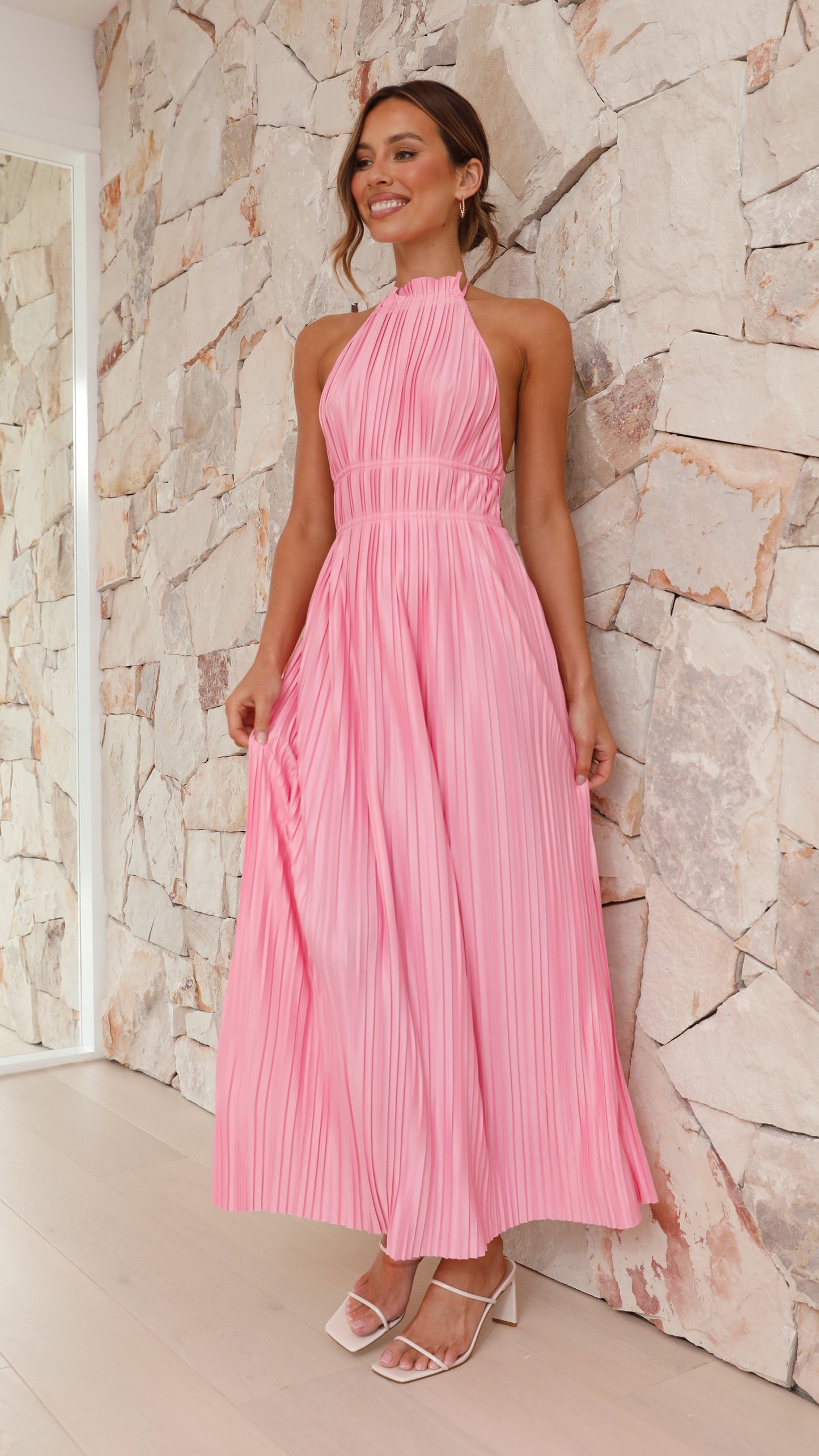 Frances Maxi Elbise - Pembe