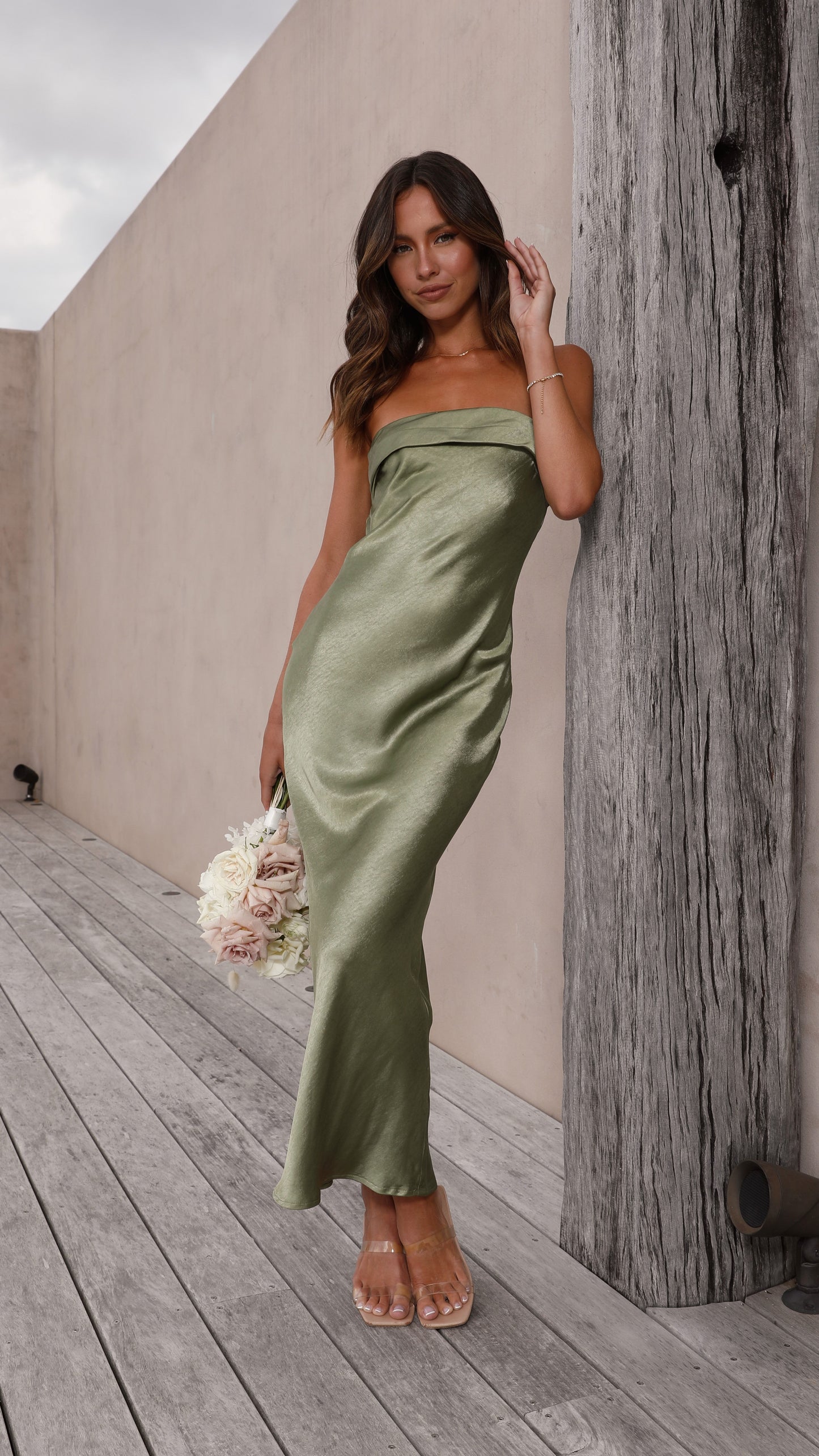 Gisele Maxi Elbise - Zeytin