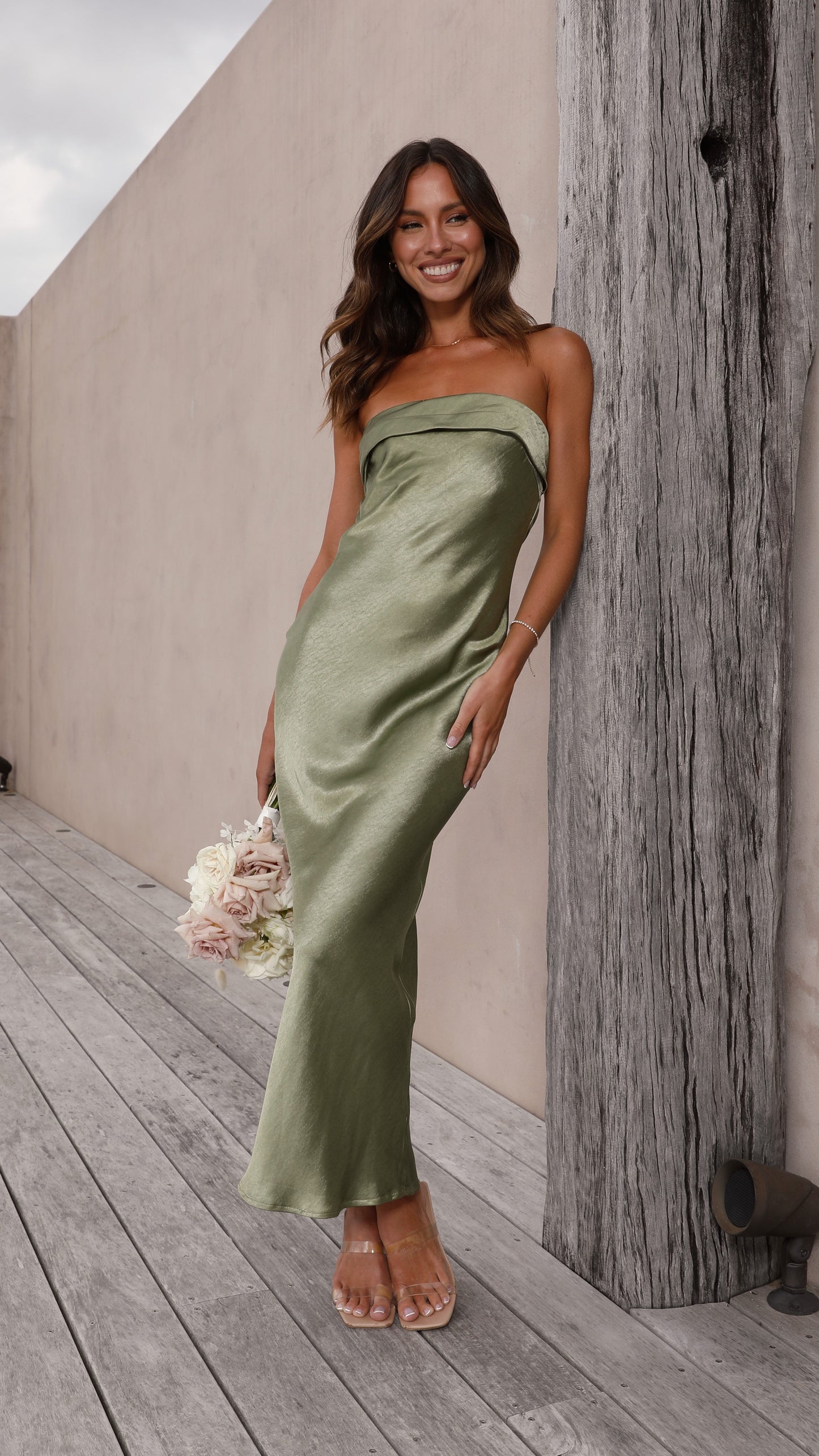 Gisele Maxi Elbise - Zeytin