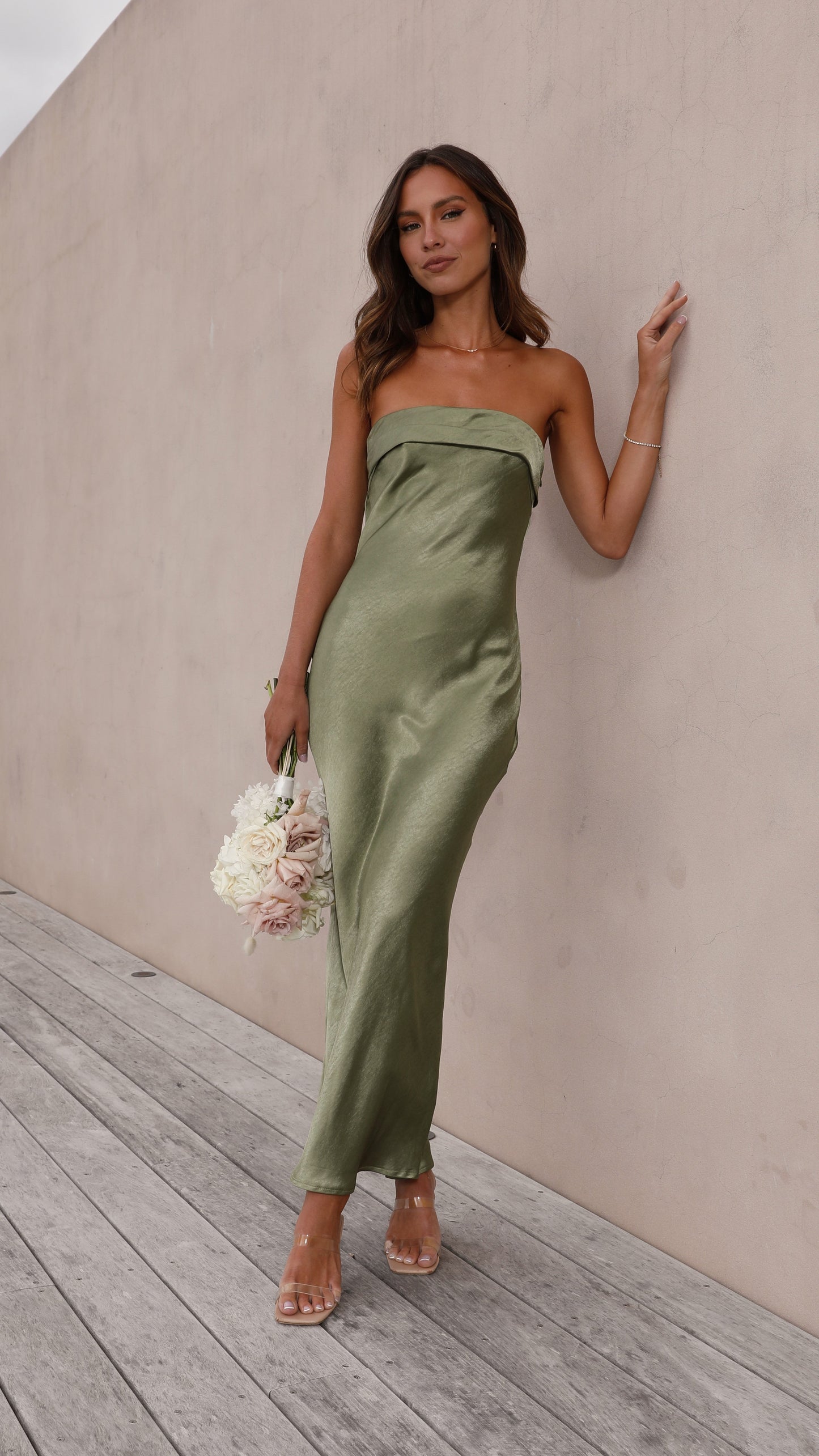 Gisele Maxi Elbise - Zeytin