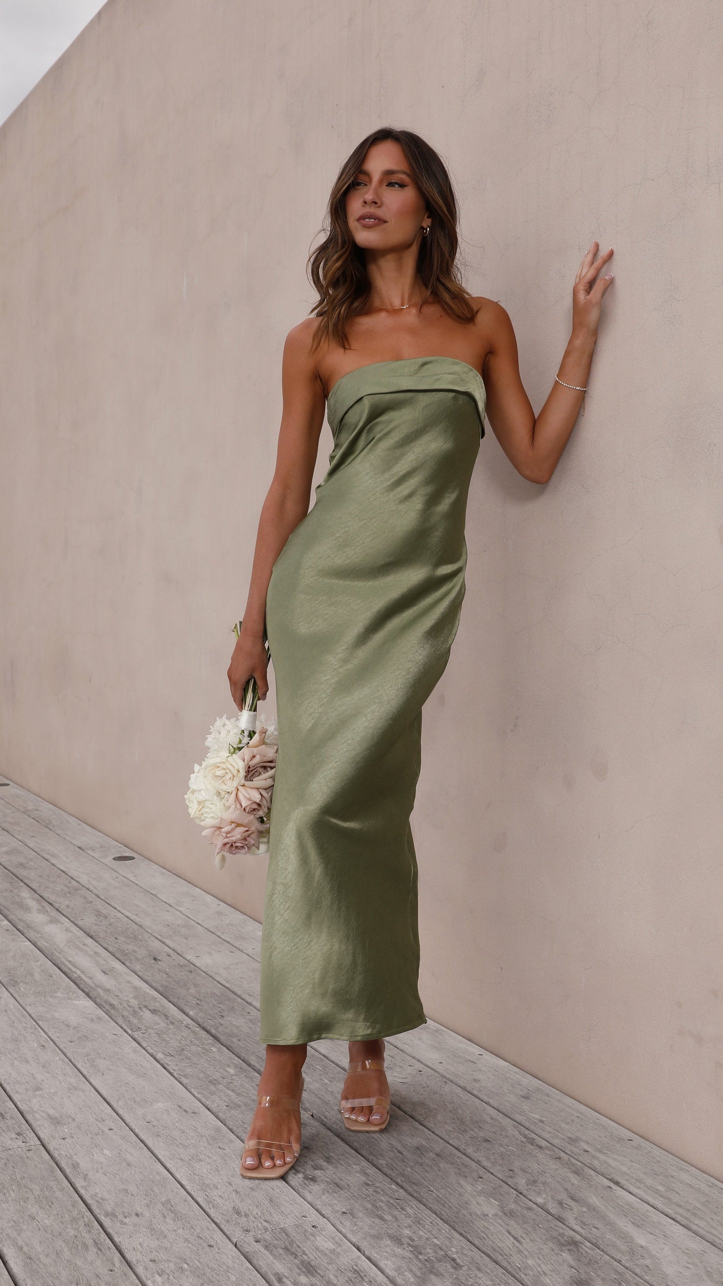 Gisele Maxi Elbise - Zeytin