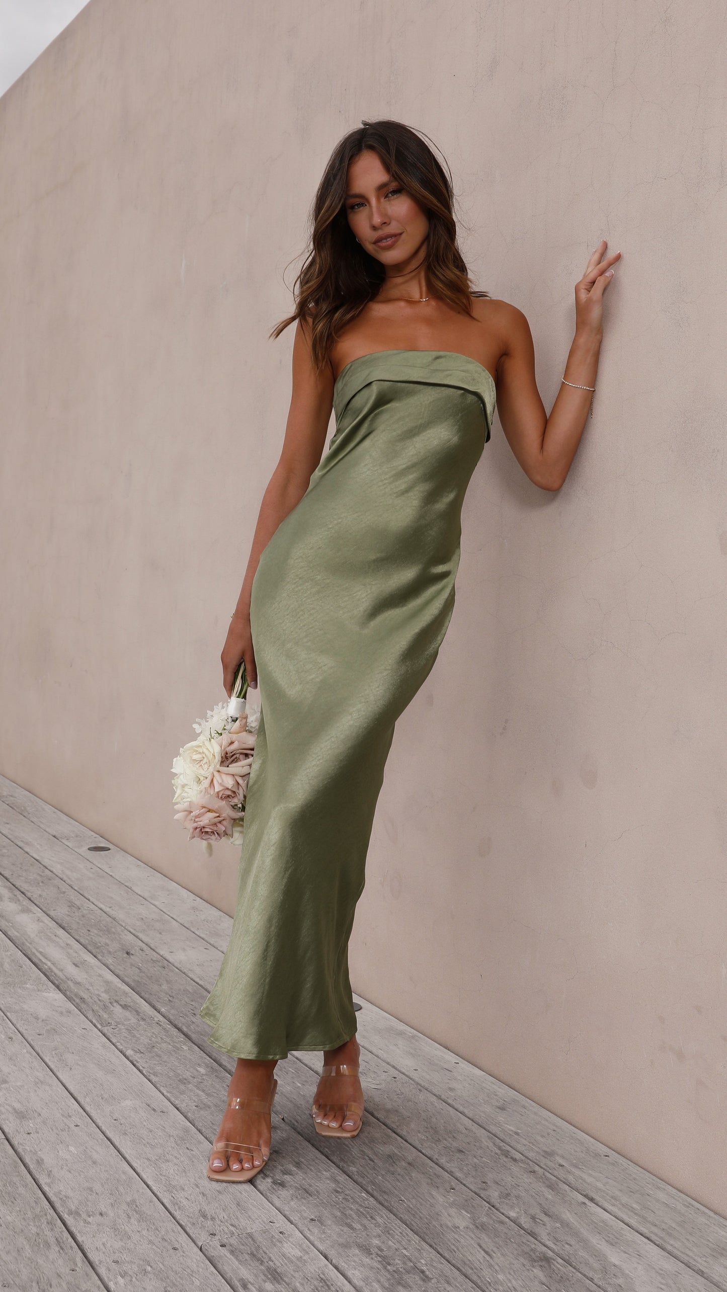 Gisele Maxi Elbise - Zeytin