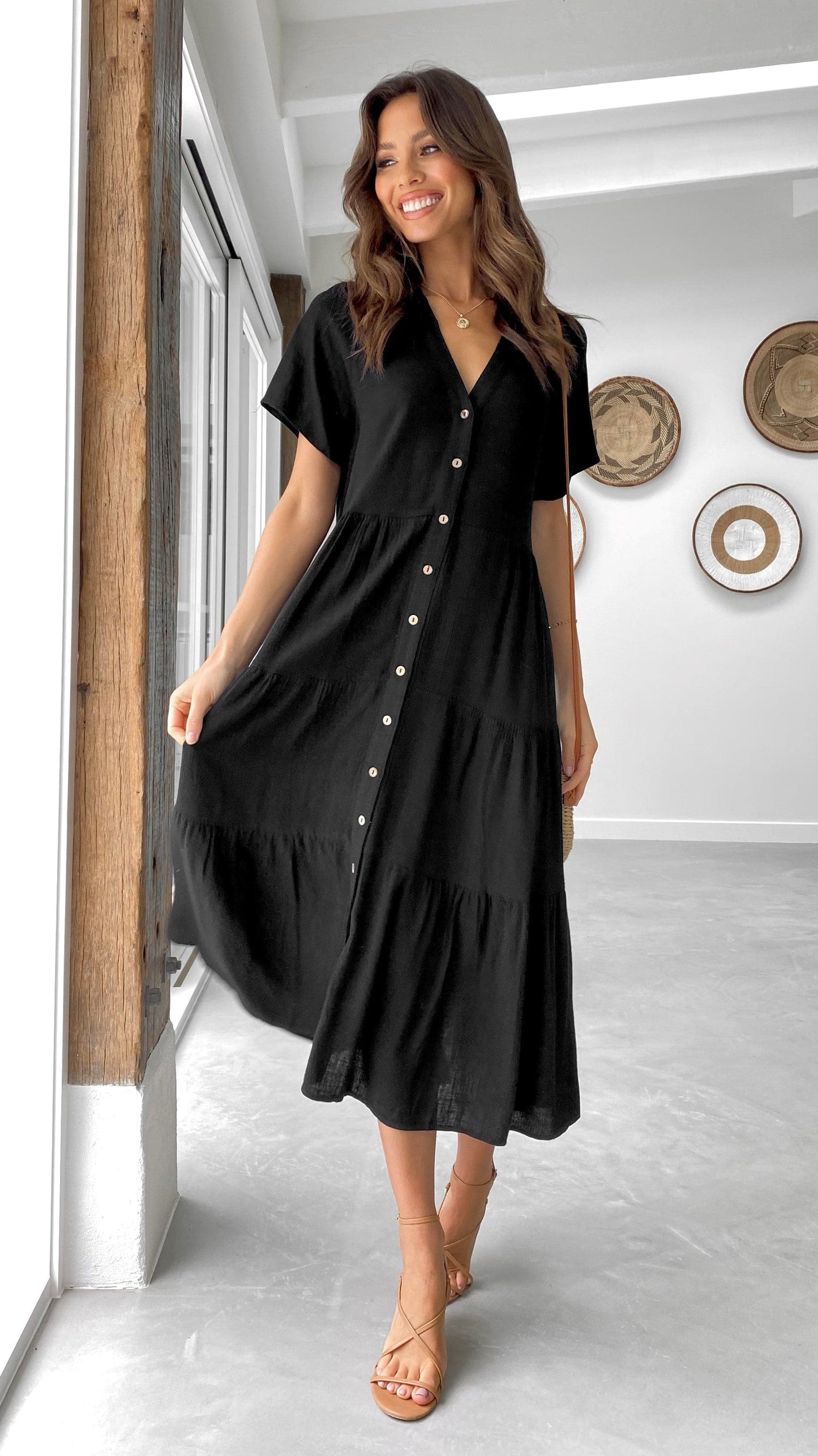 Kimberly Midi Elbise - Siyah