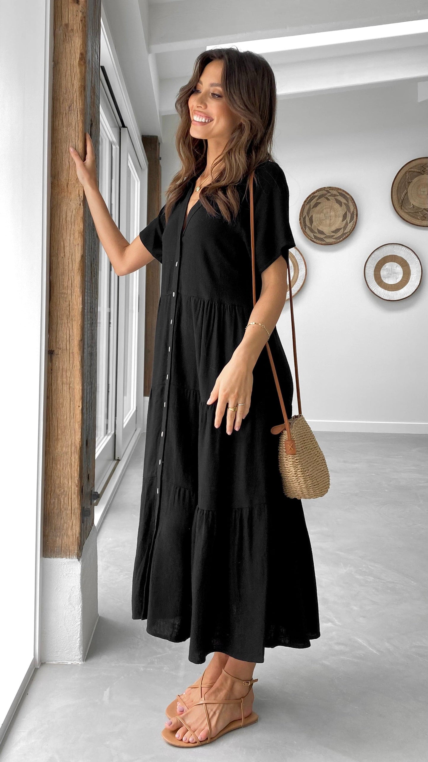Kimberly Midi Elbise - Siyah