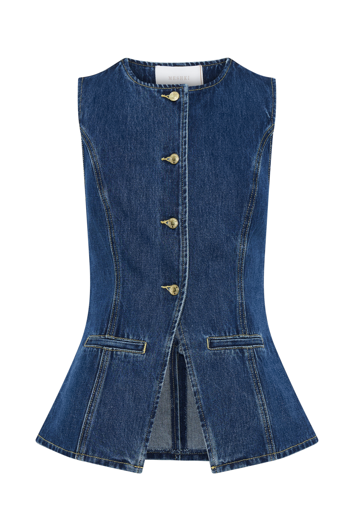 Abel Denim Düğmeli Üst - Koyu Mavi