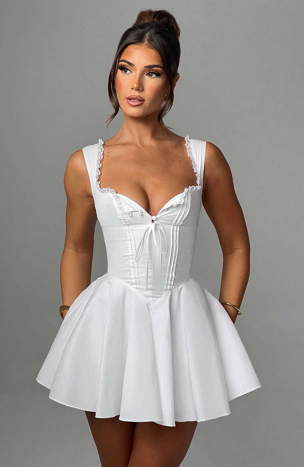 Antonella Mini Elbise - Ivory