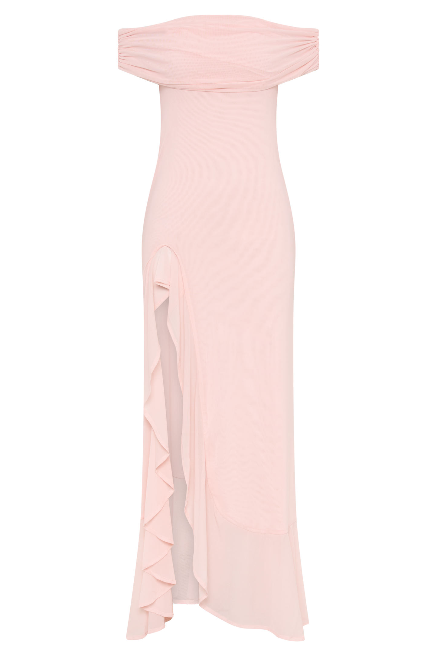 Audrey Tek Omuzlu Şifon Maxi Elbise - Solgun Pembe
