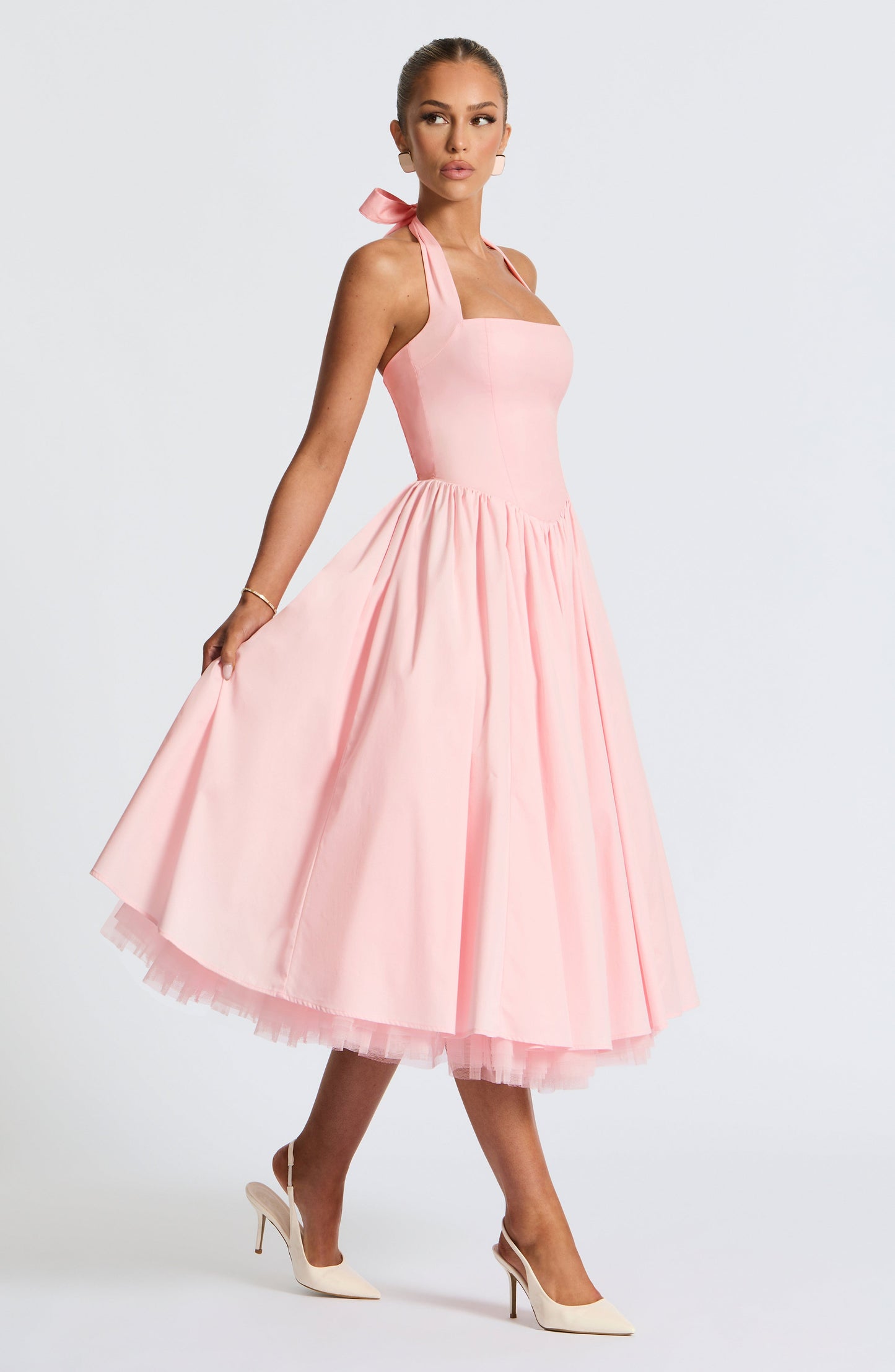 Cressida Midi Elbise - Pembe