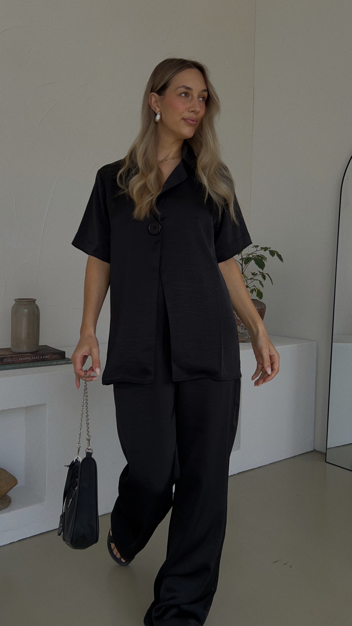 Imogen Düğmeli Gömlek - Siyah