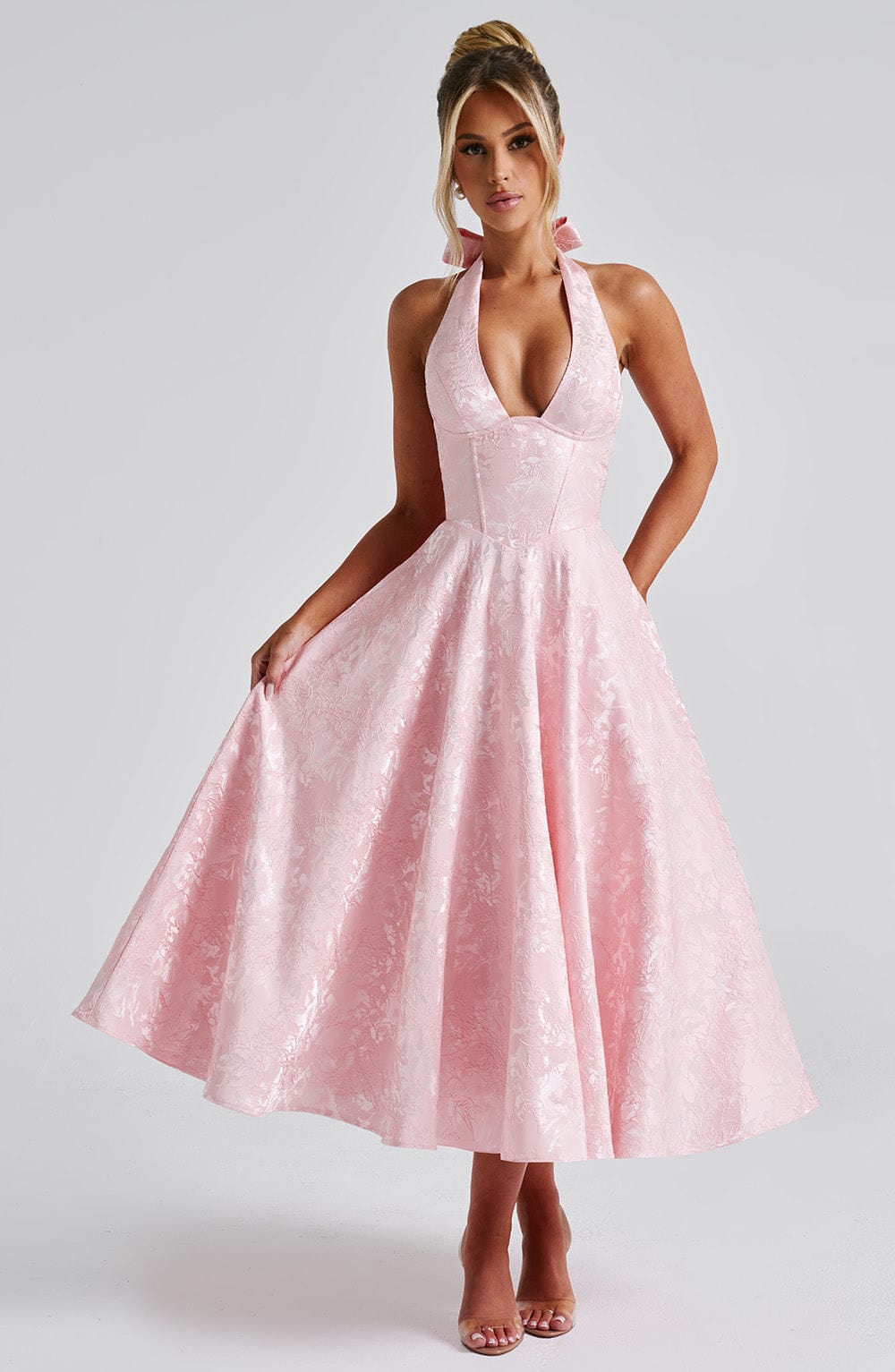 Effie Midi Elbise - Pembe