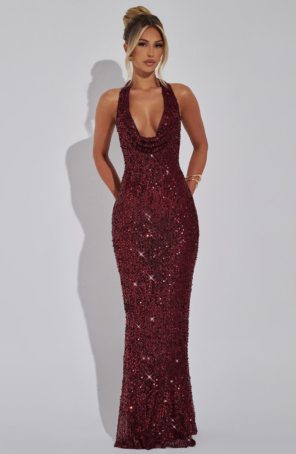 Lorena Maxi Elbise - Şarap