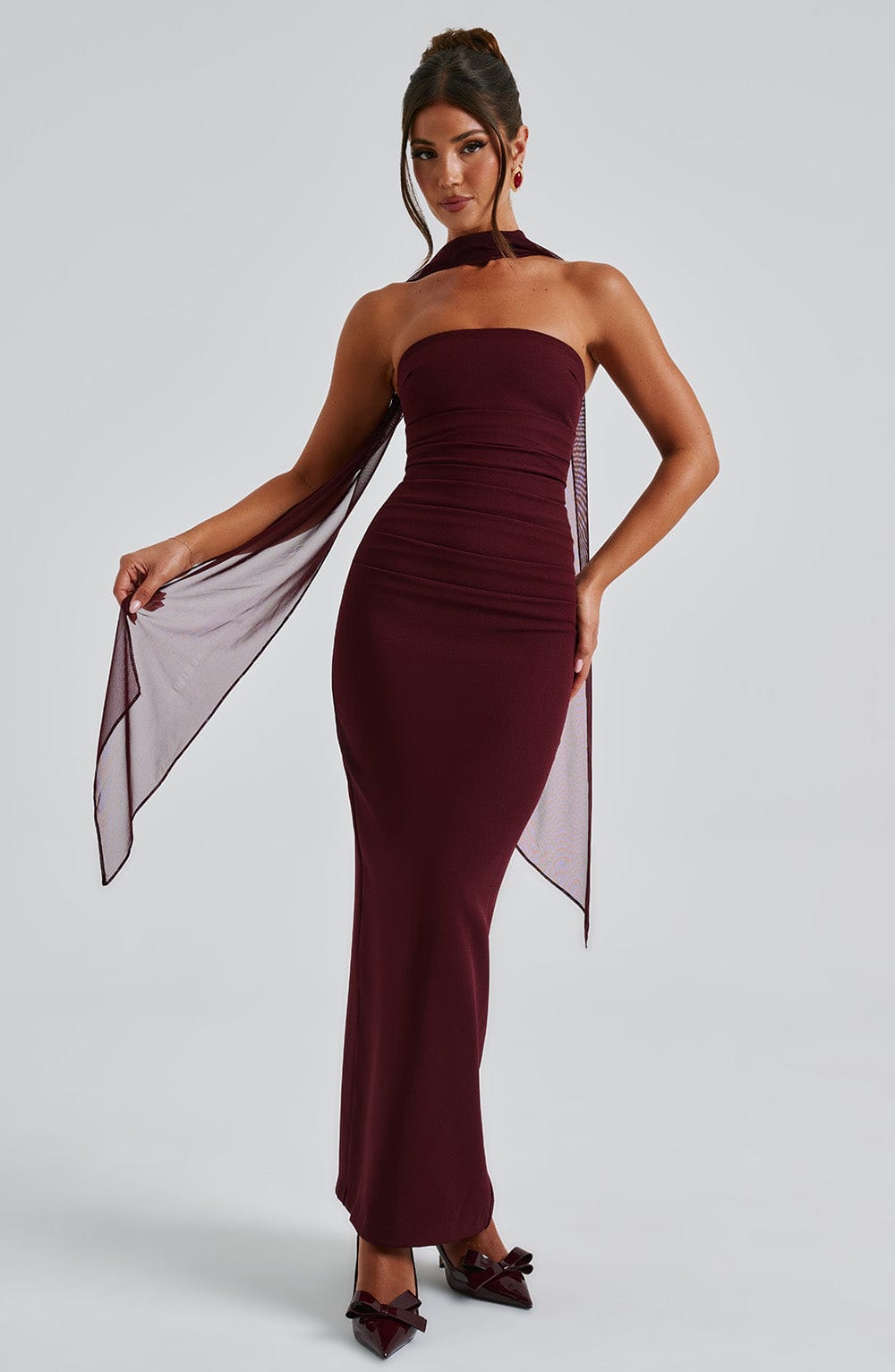 Yulia Maxi Elbise - Kiraz