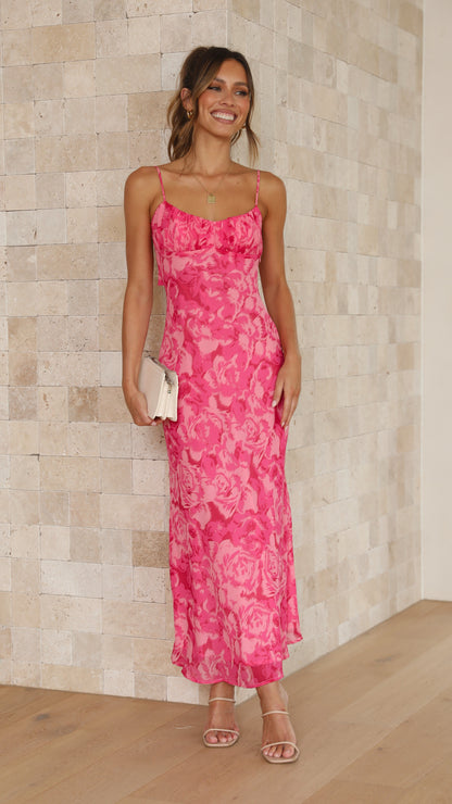 Margie Midi Elbise - Pembe