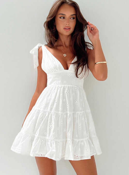 Galvis Mini Elbise Beyaz