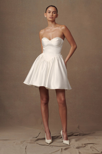 Hollie Korse Mini Elbise - Beyaz