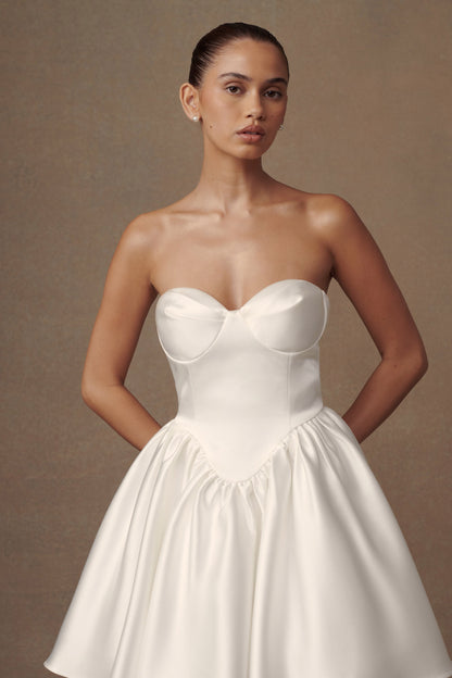 Hollie Korse Mini Elbise - Beyaz