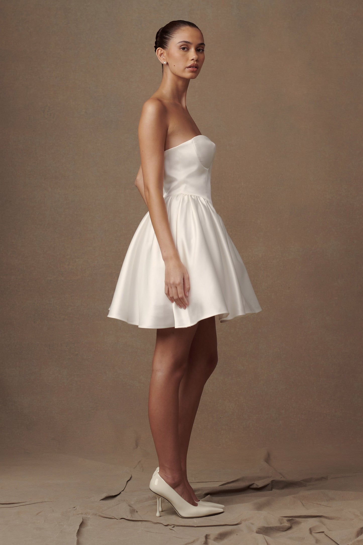 Hollie Korse Mini Elbise - Beyaz