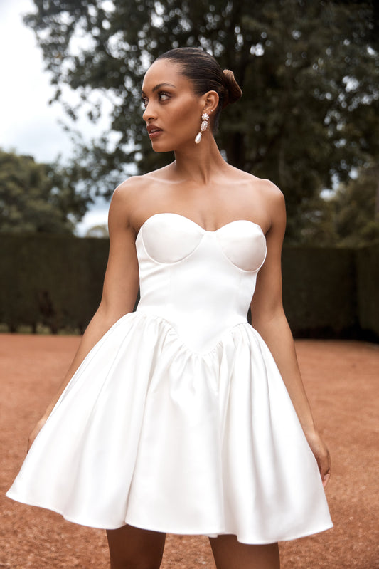 Hollie Korse Mini Elbise - Beyaz