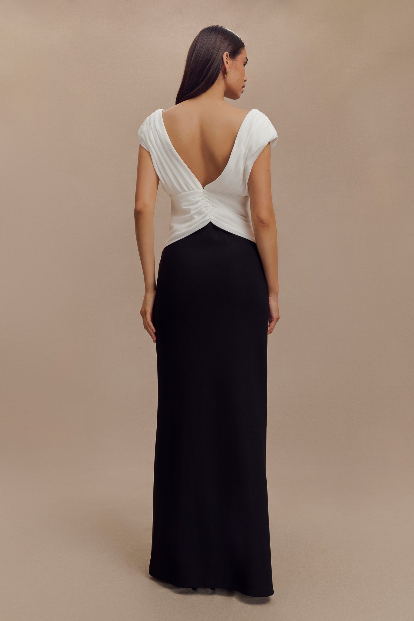 Monique Kontrast Maxi Elbise - Siyah