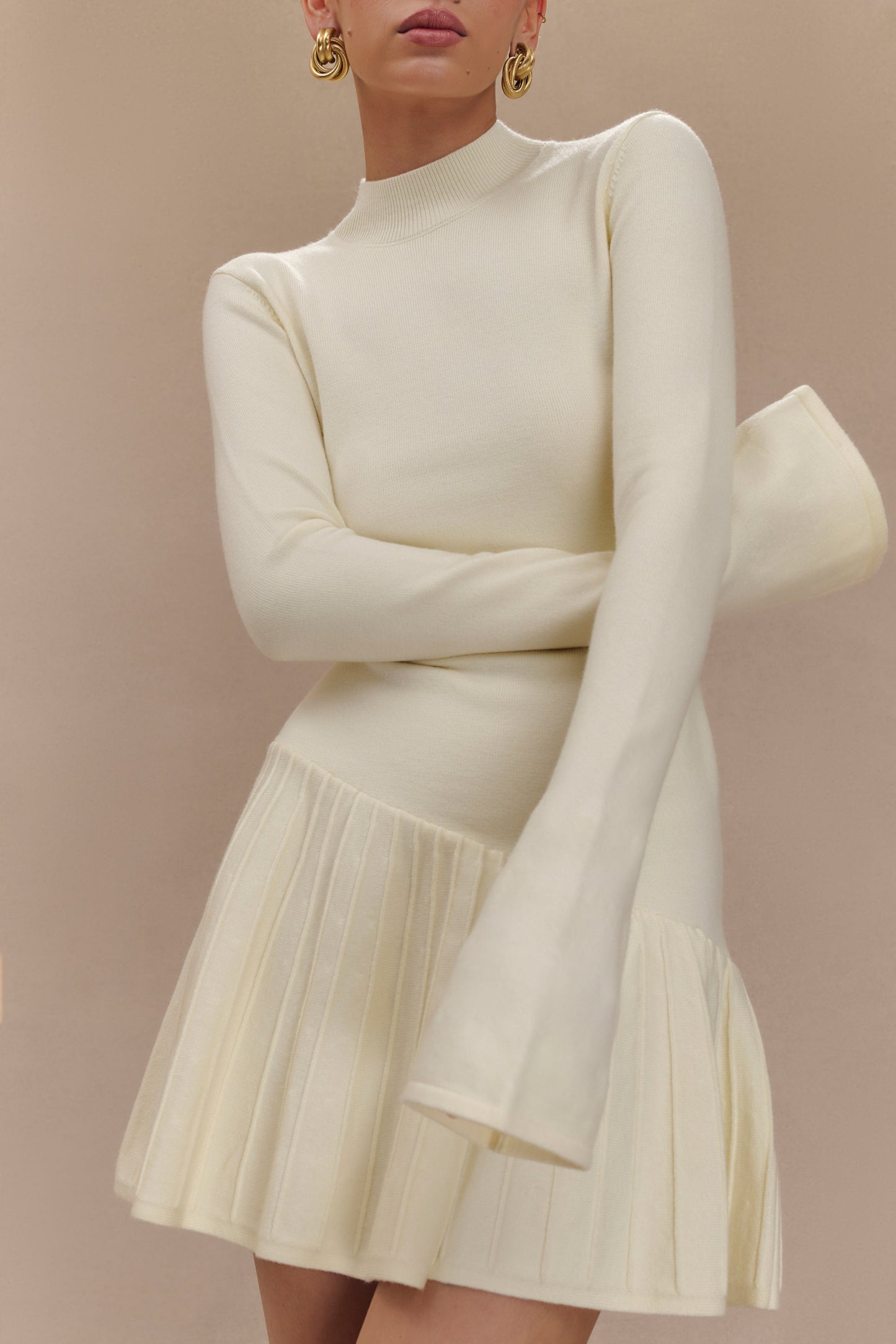 Blair Düğmeli Mini Elbise - Ivory