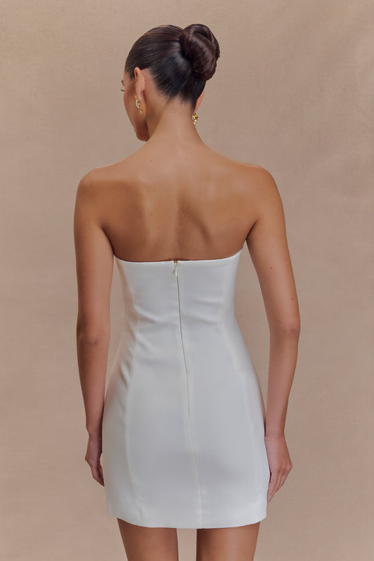 Maci Crepe Mini Elbise - Beyaz