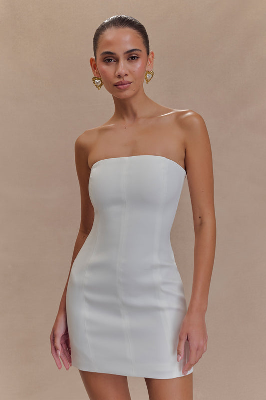 Maci Crepe Mini Elbise - Beyaz