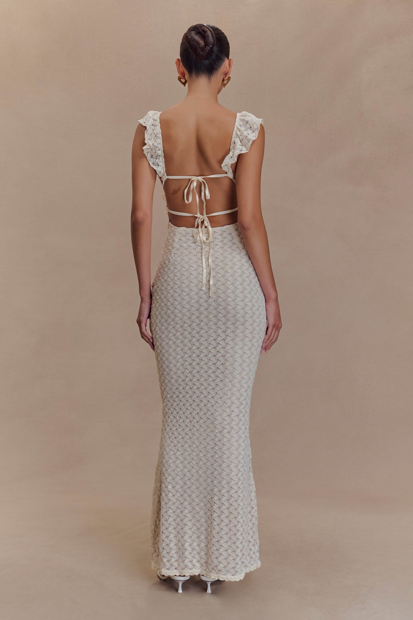 Ezra Dantel Maxi Elbise - Ivory
