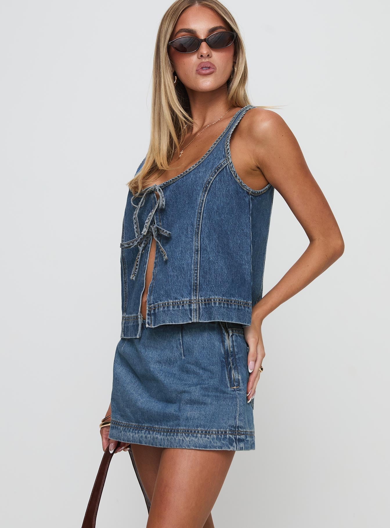 Stefenie Denim Şort Orta Yıkama