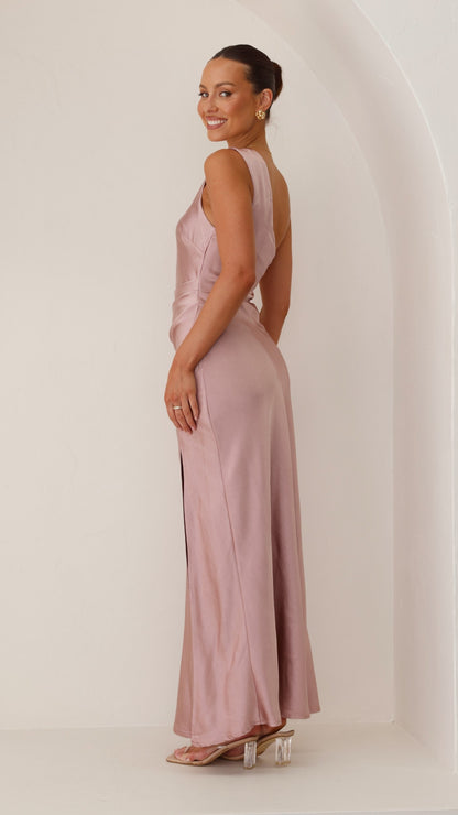 Victoria Maxi Elbise - Puslu Pembe