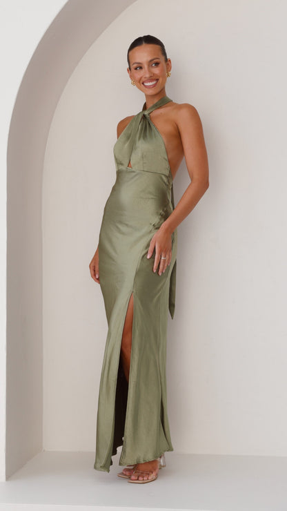 Amalia Maxi Elbise - Zeytin