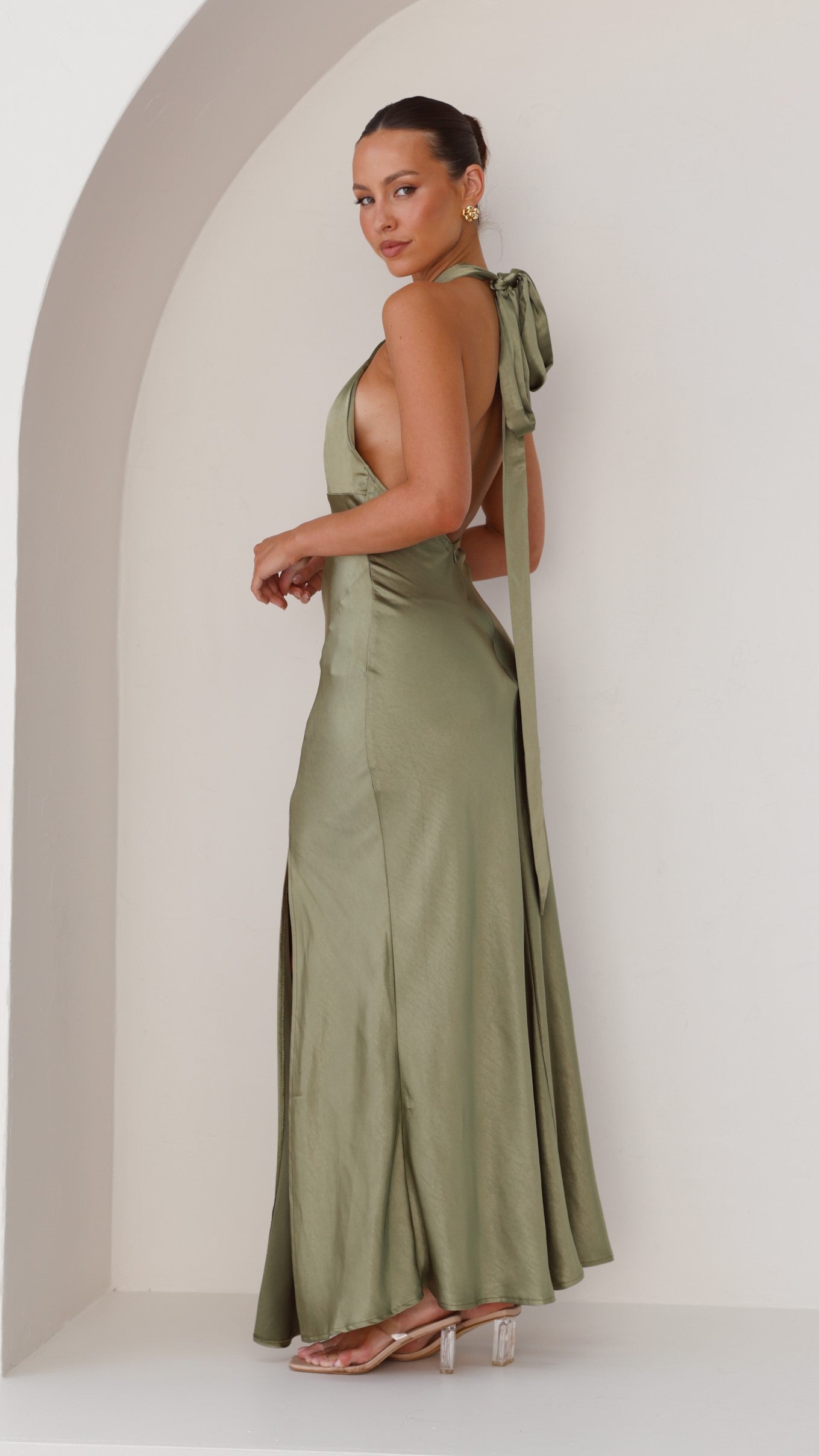 Amalia Maxi Elbise - Zeytin
