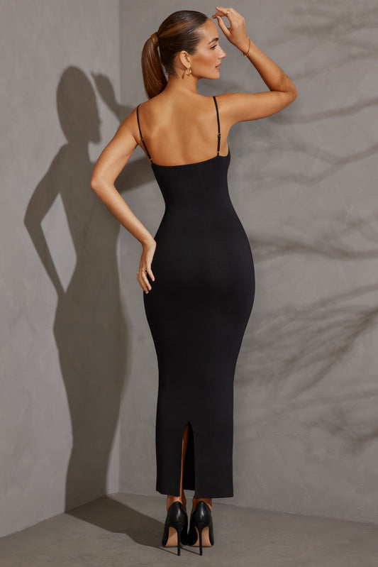 Scoop Yaka Maxi Elbise - Siyah