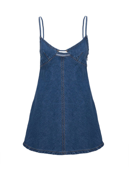 Arwen Denim Mini Elbise Mavi