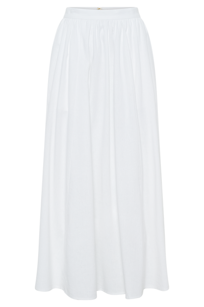 Clarence Linen A-Line Maxi Etek - Beyaz
