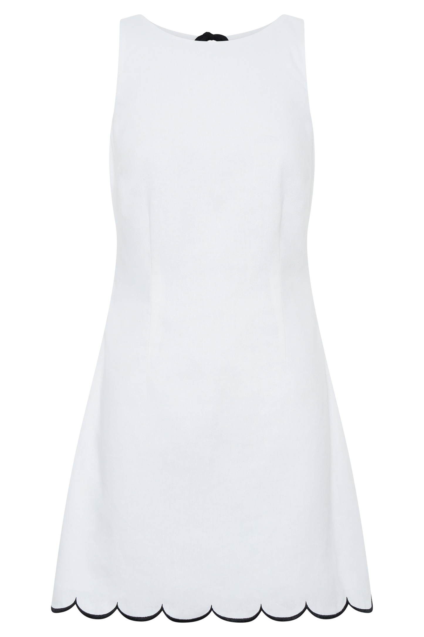 Sofiane Dantel Kenar Keten Mini Elbise - Ivory