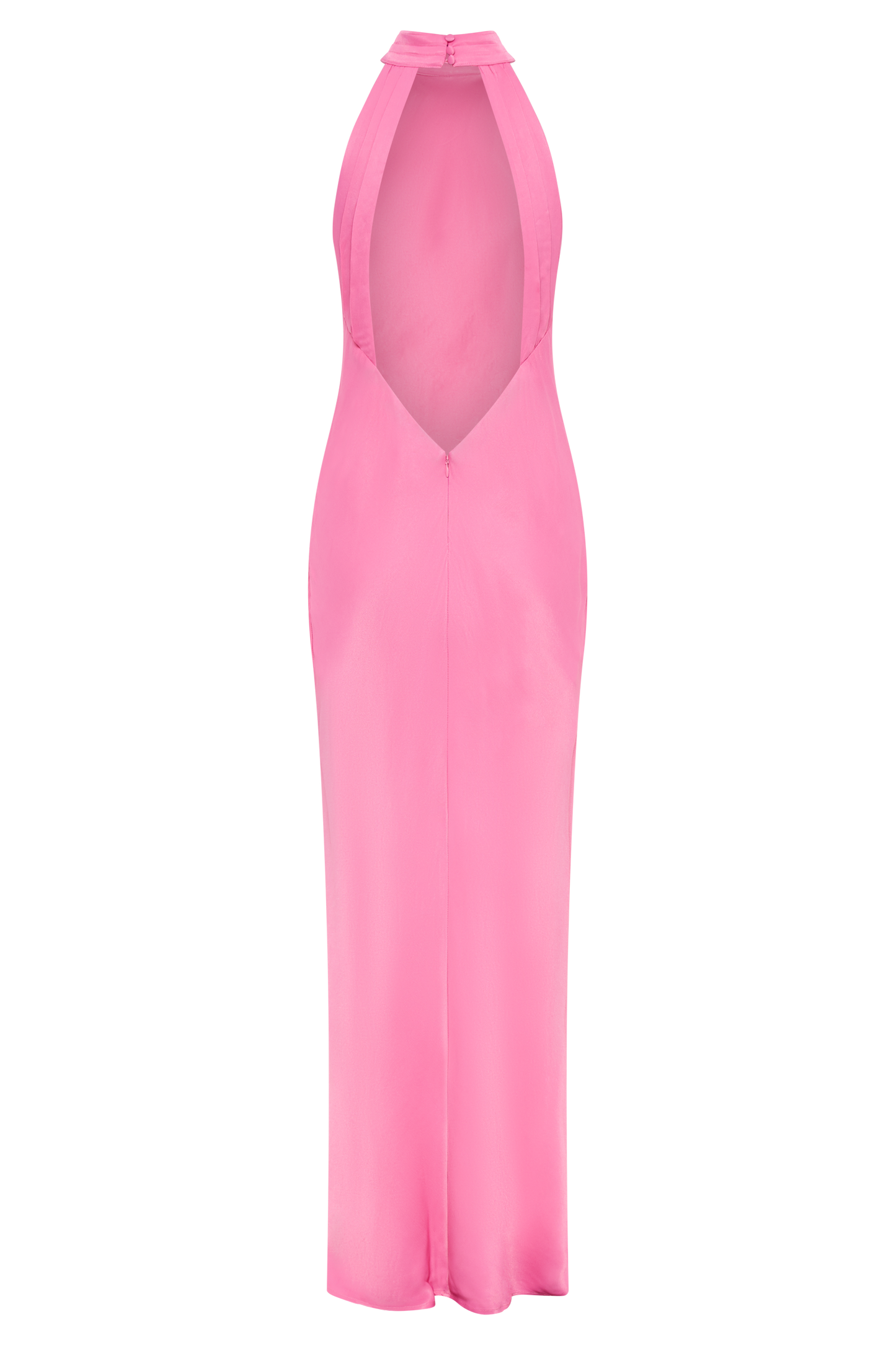 Claire Satin Drape Back Maxi Dress with Split - Pembe