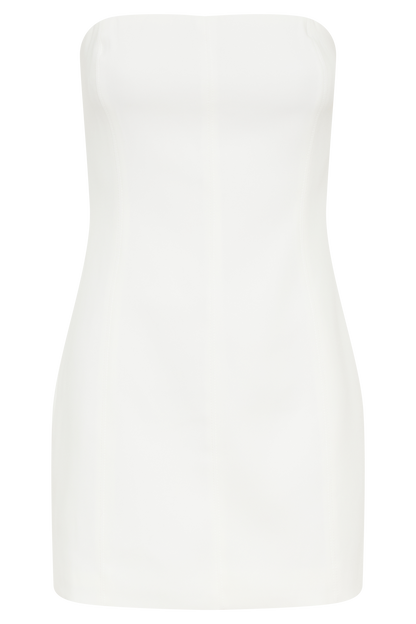 Maci Crepe Mini Elbise - Beyaz