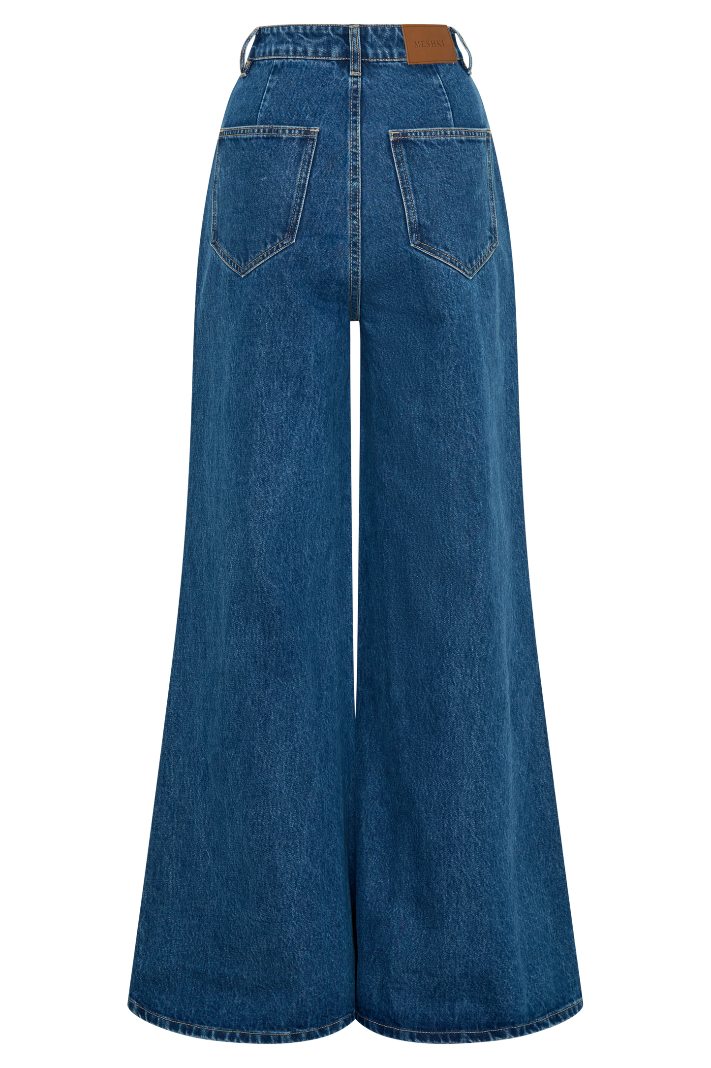 Jen Geniş Paça Fırfır Denim Pantolon - Koyu Mavi