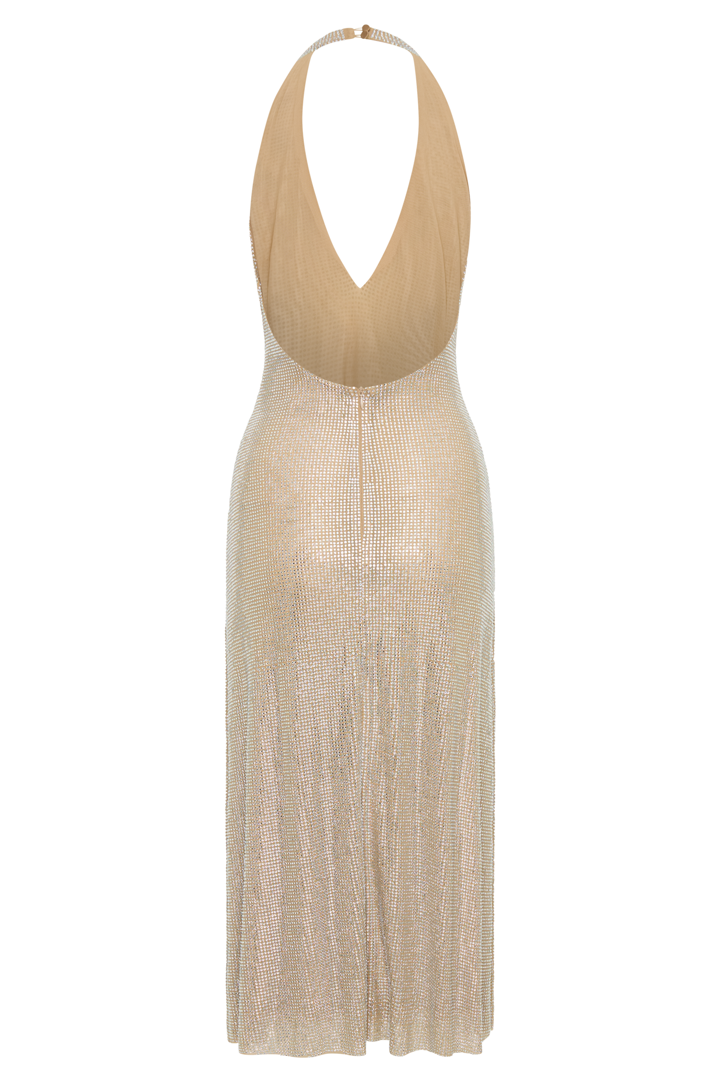 Genie Diamante Halter Midi Elbise - Ten Rengi