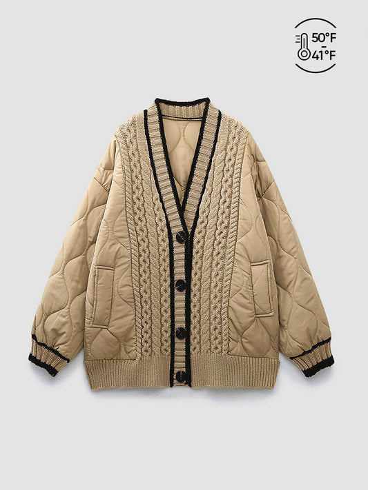 Örgülü Kiloş Oversized Hırka Kaban