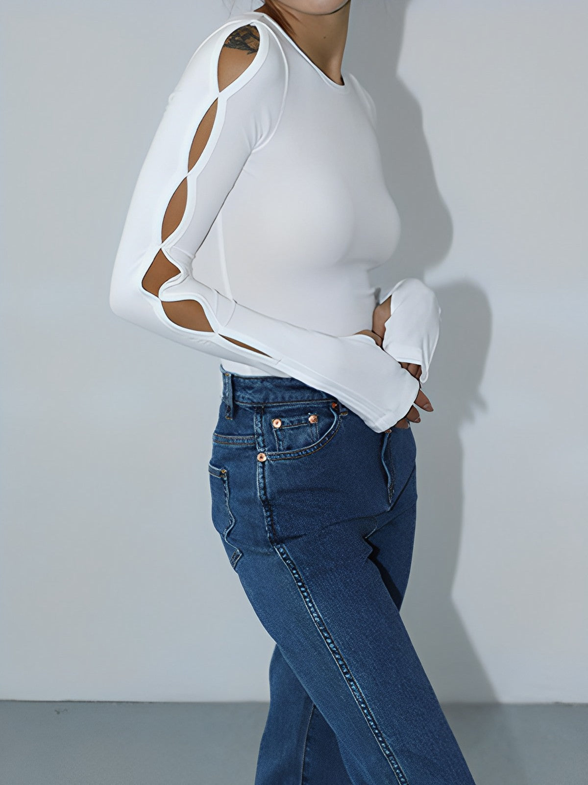 Anahtarlı Kesim Uzun Kol Bodysuit