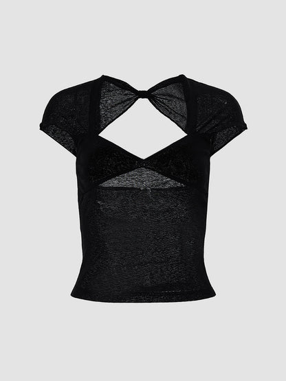Yarı saydam Ağ mesh Açık Sırt T-shirt
