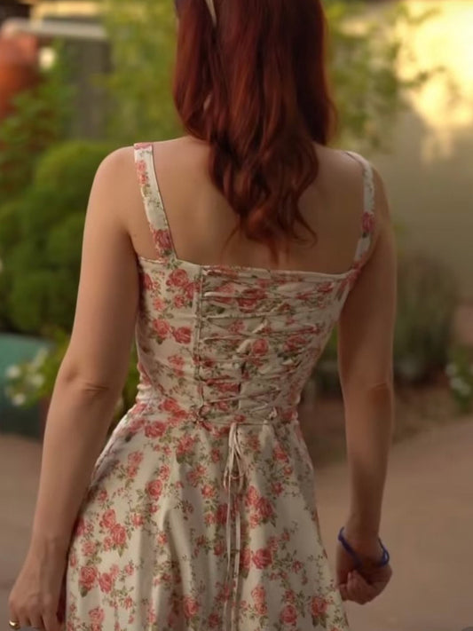 Rosebud Floral Midi Elbise