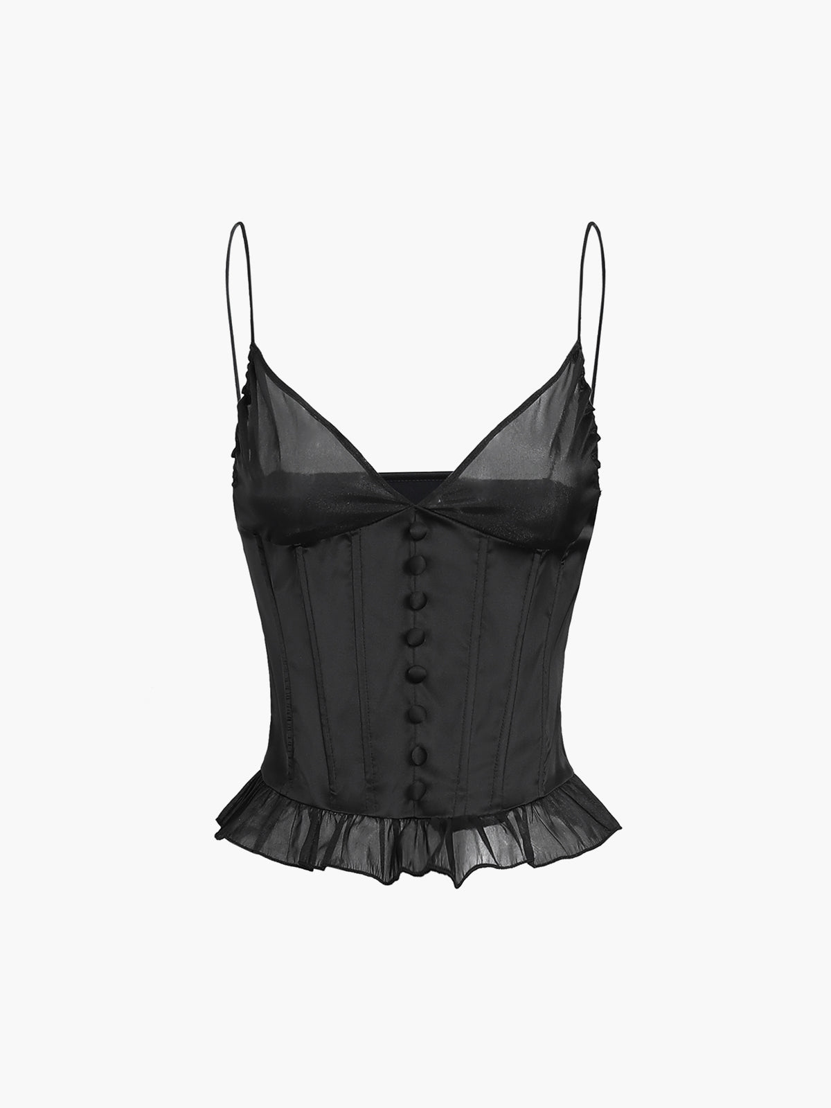 Balletcore Saten Mesh Bustiyer Cami Üst