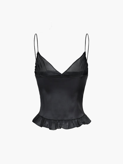 Balletcore Saten Mesh Bustiyer Cami Üst