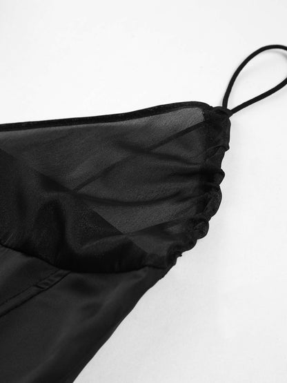 Balletcore Saten Mesh Bustiyer Cami Üst