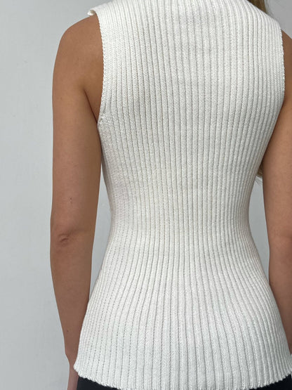 Minimalist Yüksek Yaka Rib Hırka Üst