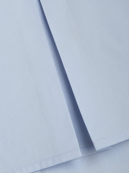 Bebek Mavisi Açık Yaka Çift Katmanlı Kısa Bluz